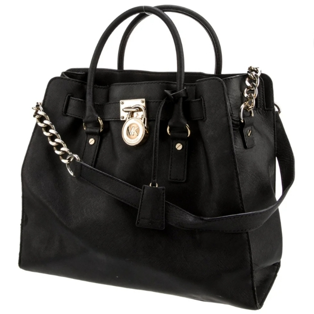 Michael Kors Black Hamilton Leather Satchel Bag